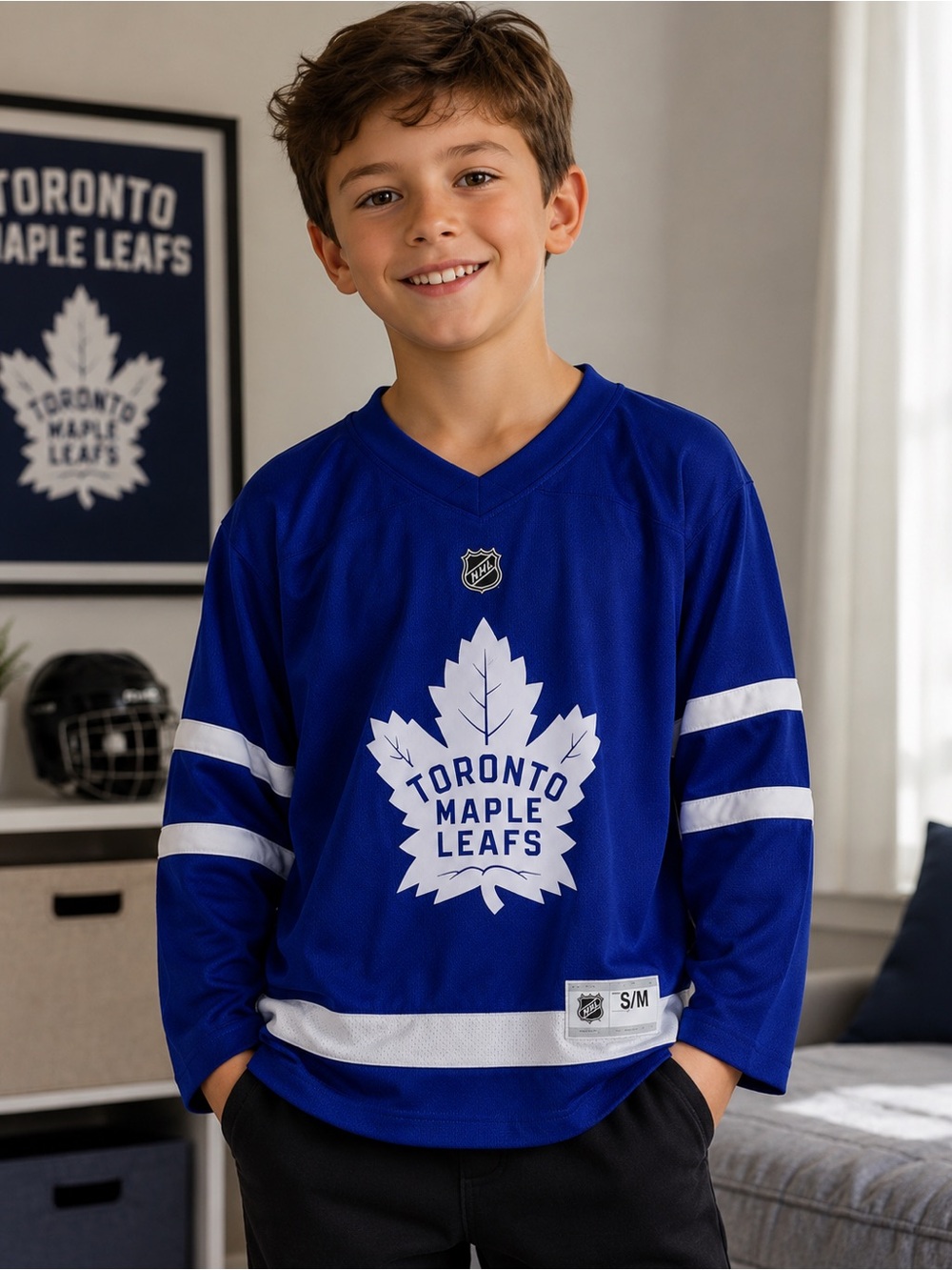NWT Toronto Maple Leafs Replica Jersey Boys S/M Officially Licensed with the NHL